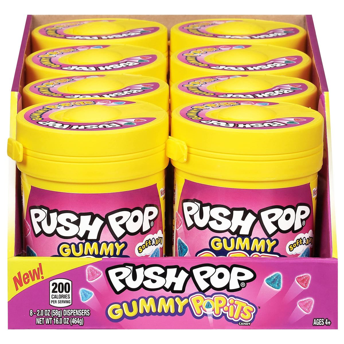 Push Pop Pop-Its top dispenser offers easy one-bite access.