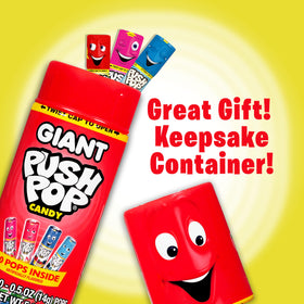 Push Pop resealable cap keeps candy fresh for later enjoyment.