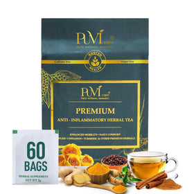 PUVI Care turmeric ginger cinnamon tea bags, caffeine-free and organic.