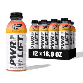 PWR LIFT Orange Mango whey-water bottle ready for post-workout hydration