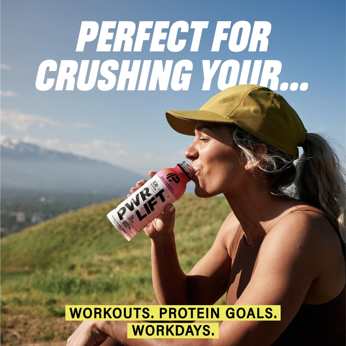 PWR LIFT Orange Mango bottle with ice in a glass