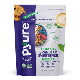 Pyure Organic Stevia Blend bag shows a premium sugar substitute for everyday baking.