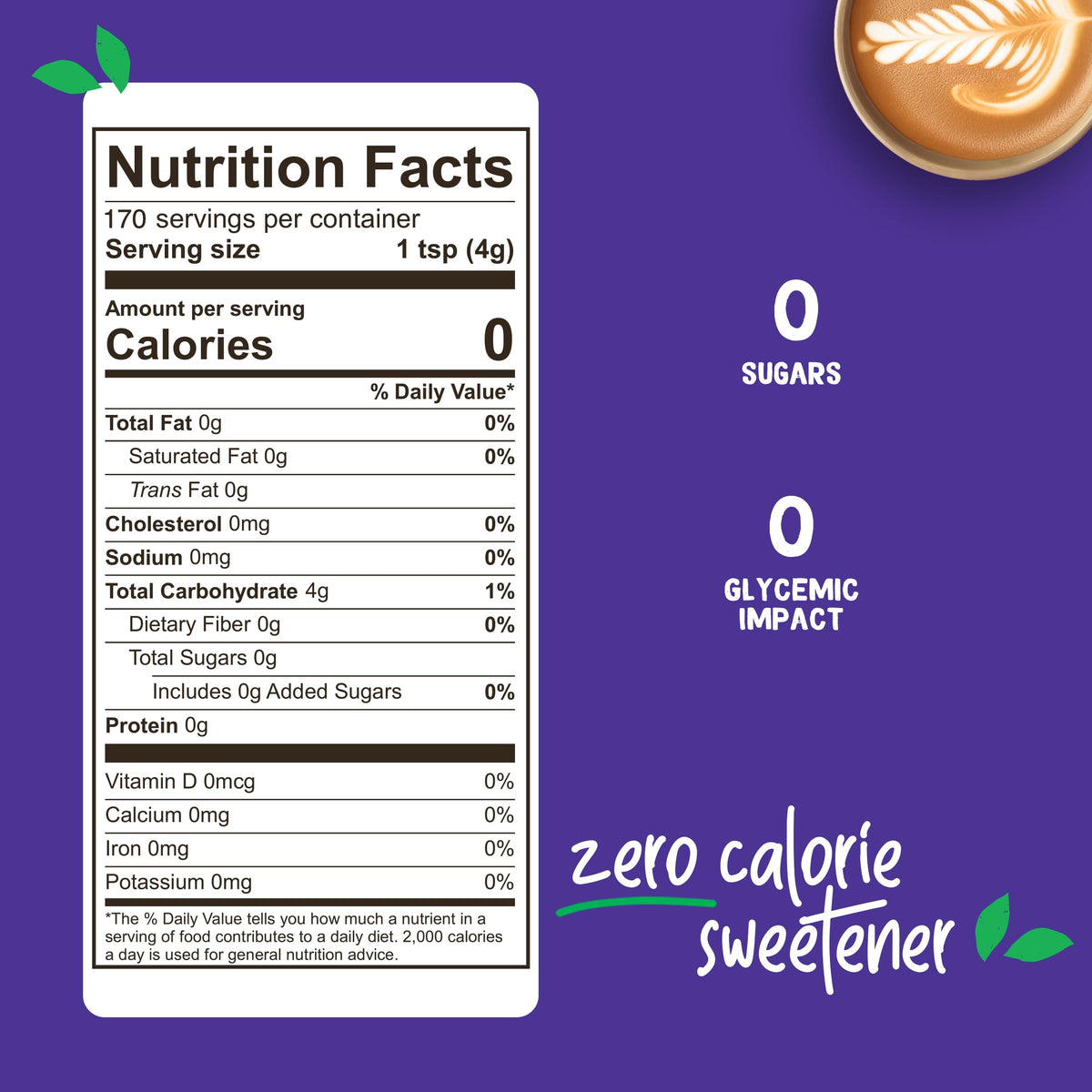 Pouring Pyure Organic Stevia Blend dissolves smoothly in coffee for consistent sweetness.