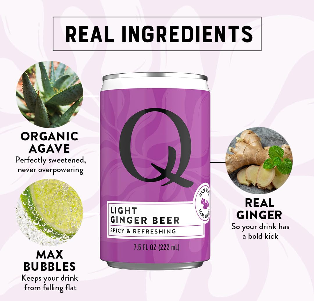 Glass on ice with Q MIXERS Light Ginger Beer