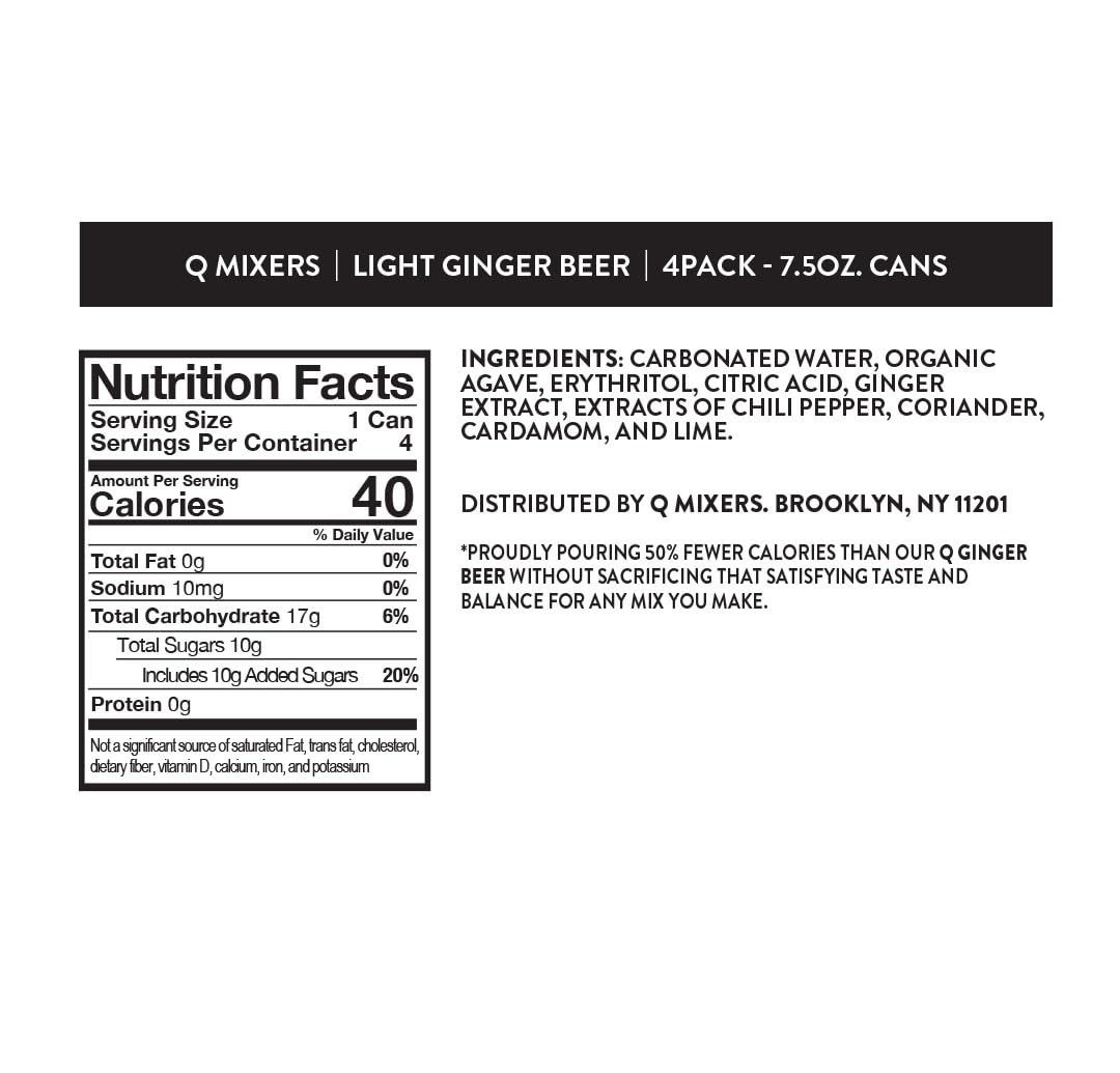 Organic agave and real ingredients in Q MIXERS Light Ginger Beer