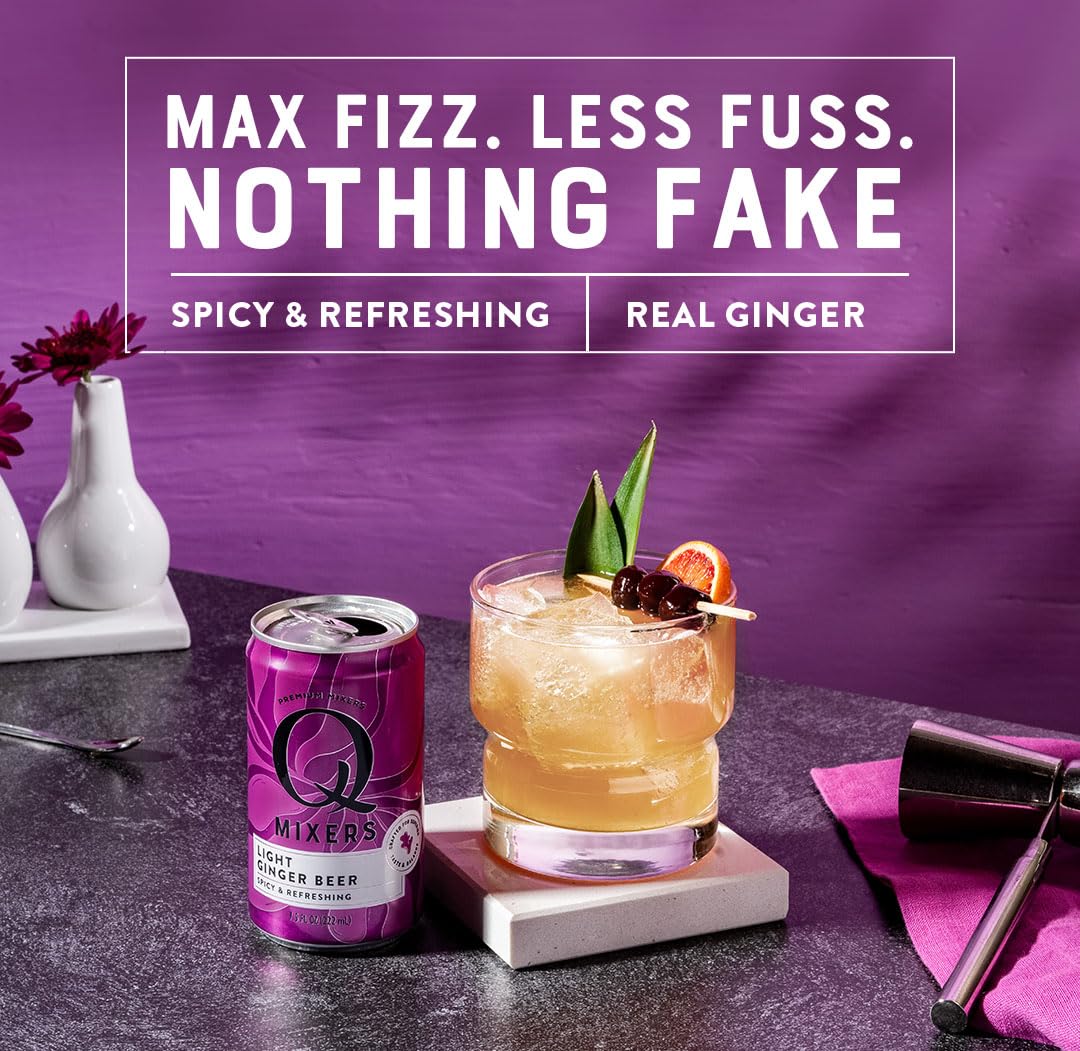 Pack of 24 cans of Q MIXERS Light Ginger Beer