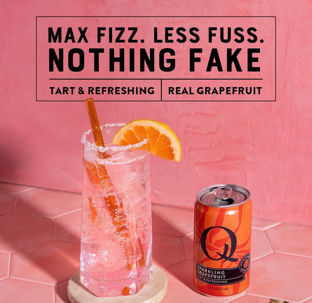On-the-go 7.5 oz can of Q SPARKLING GRAPEFRUIT for quick refreshment.
