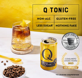 Q TONIC WATER cocktail-mixer setup for easy bar prep.