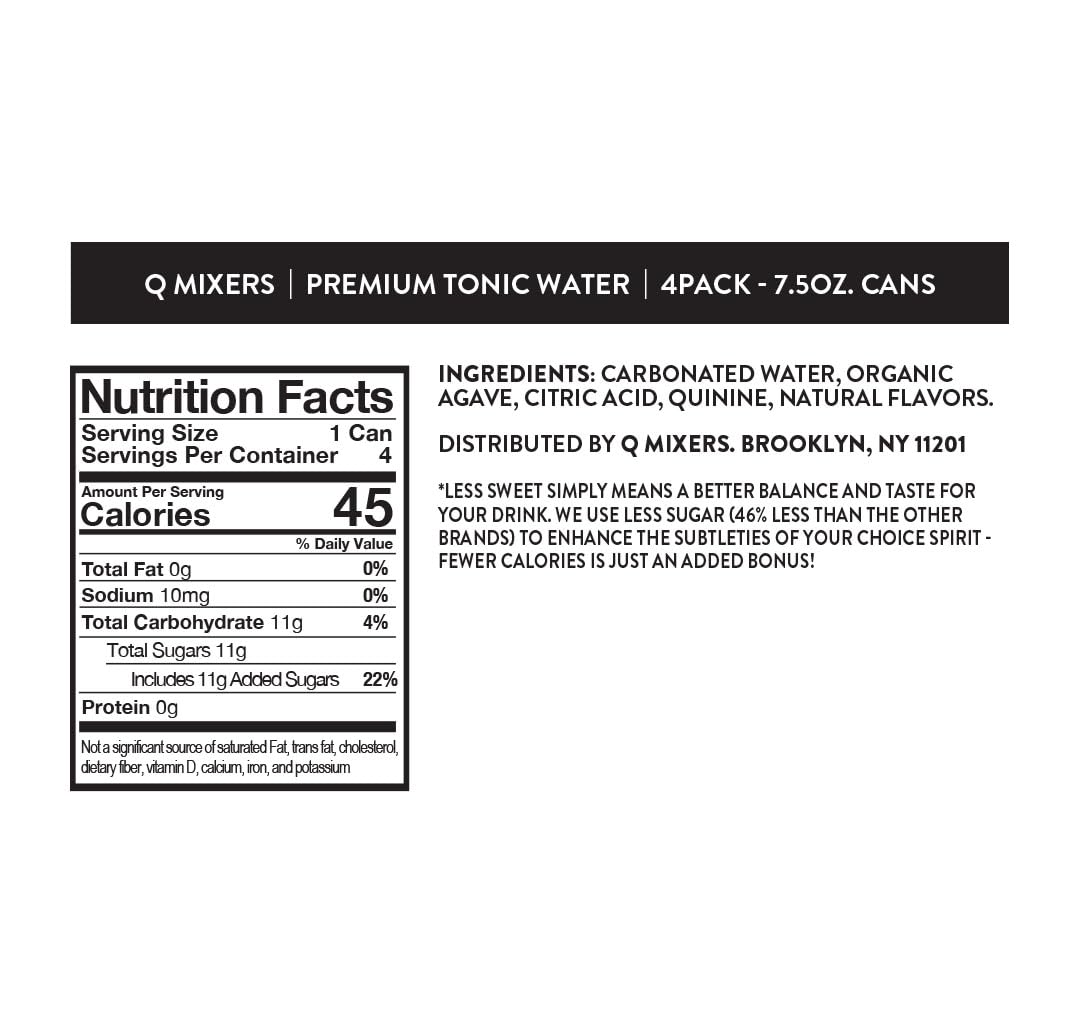 Q TONIC WATER 7.5 oz can for convenient single servings.