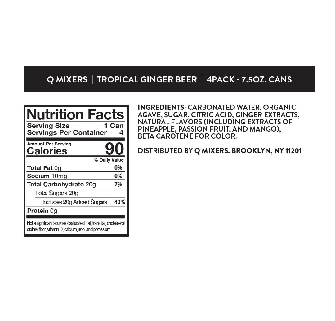 Q Tropical Ginger Beer highlights fresh ginger and tropical fruit notes in a drink.