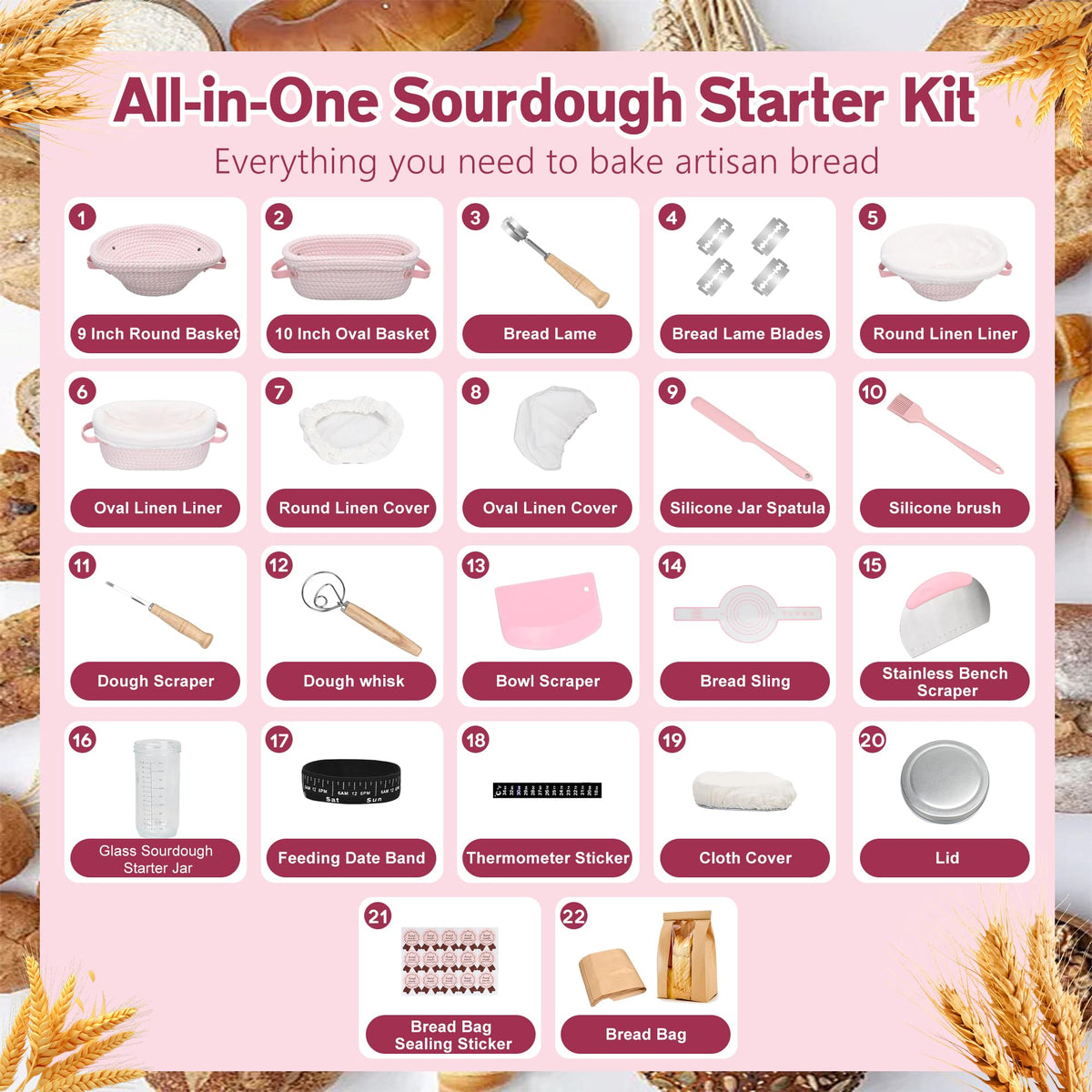 Qalvyn sourdough starter kit round banneton for even crumb patterns