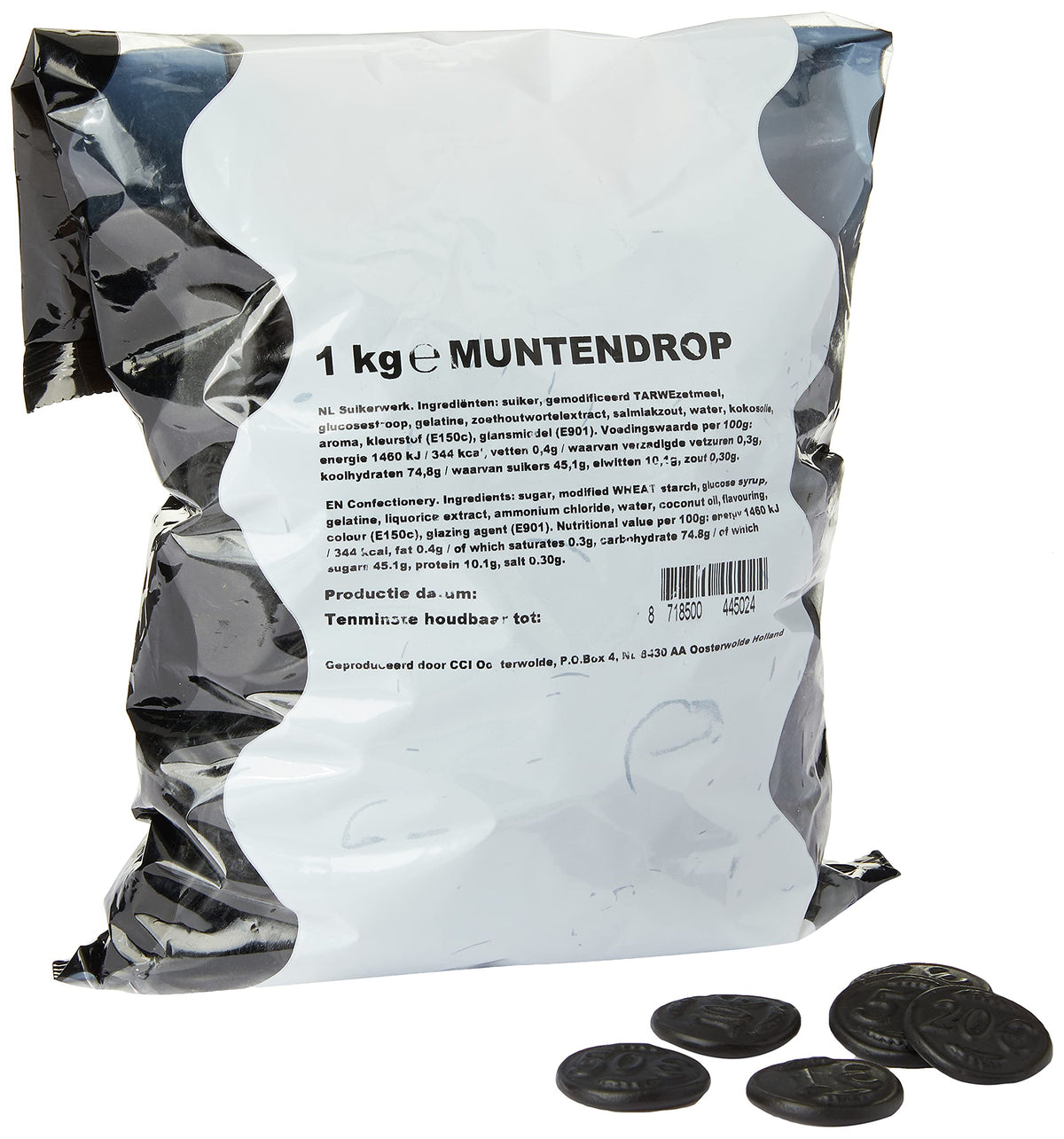QDWQ-US Munten Drop licorice in kilo bag, salted and firm—great for snacking.