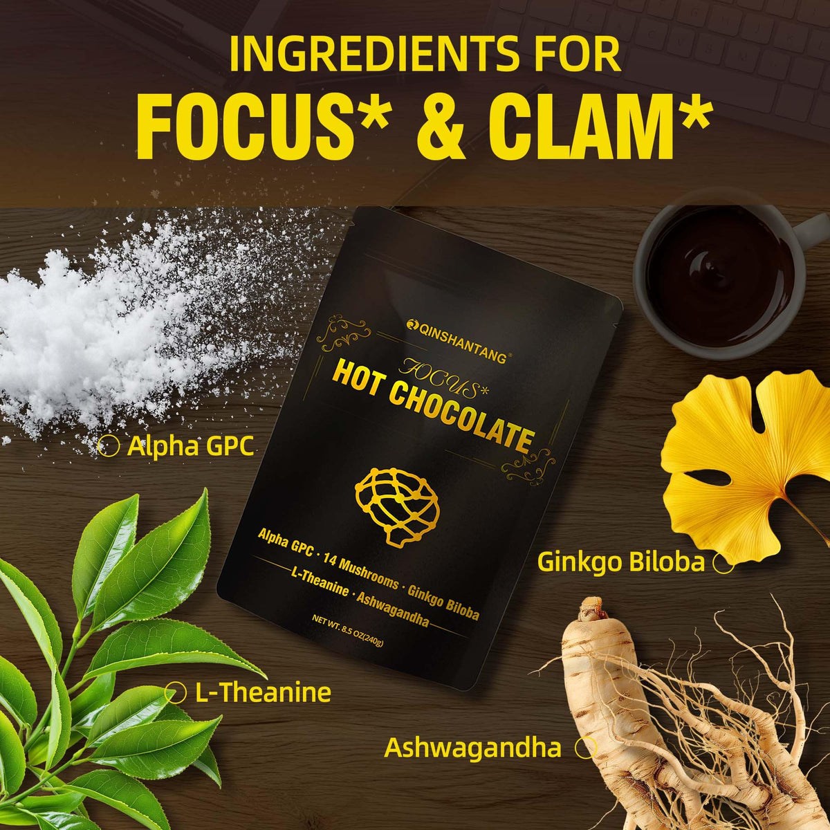 QIN SHAN TANG Alpha GPC and L-Theanine support focus and calm.