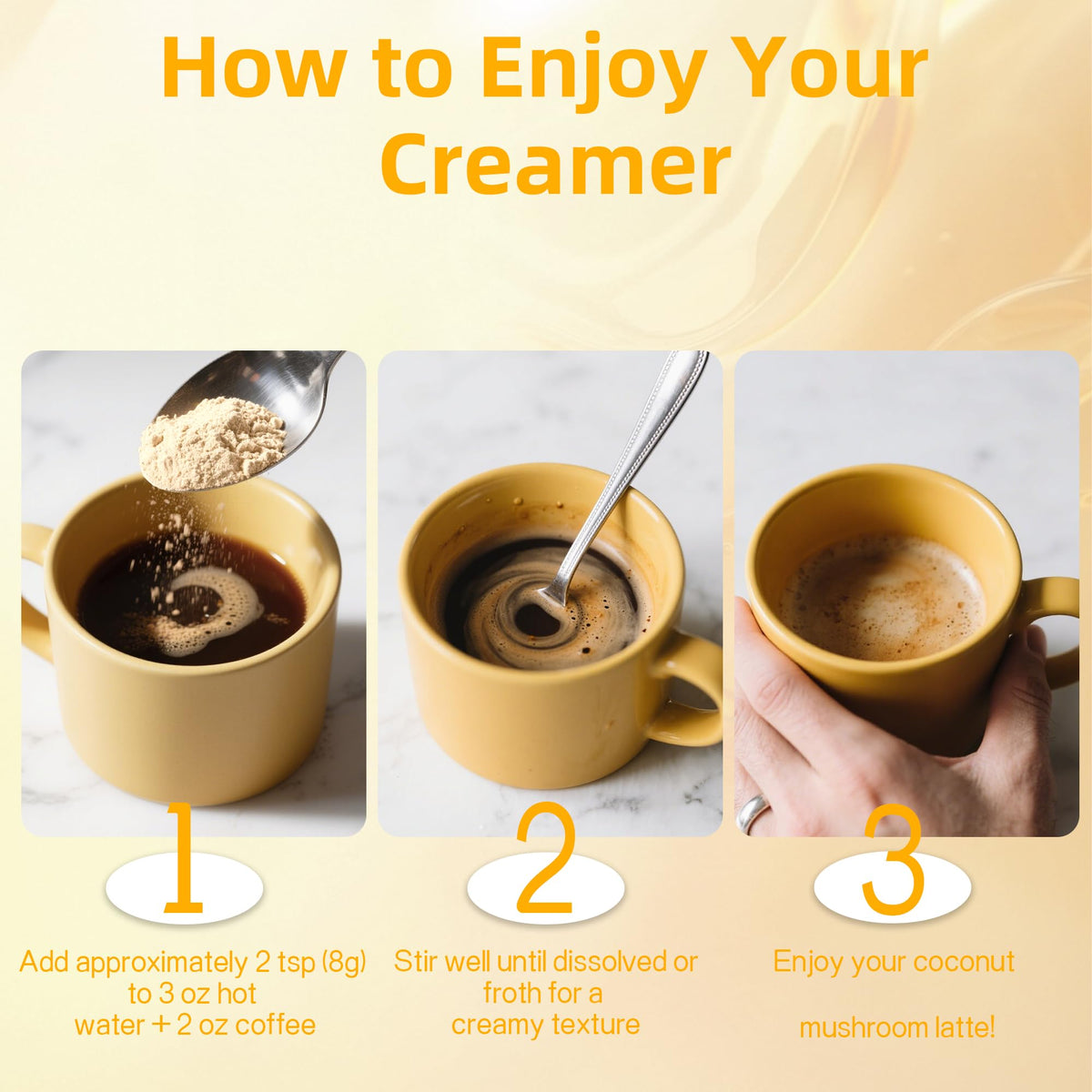 Qin Shan Tang coffee cup with creamer evokes smooth, coconut-cinnamon aroma