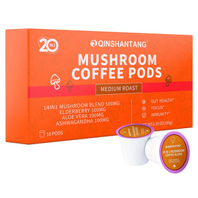 QIN SHAN TANG mushroom coffee K-Cup box with 18 pods for quick daily energy