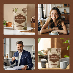 QIN SHAN TANG Mushroom Mocha serving cup shows convenient 2 tsp preparation.