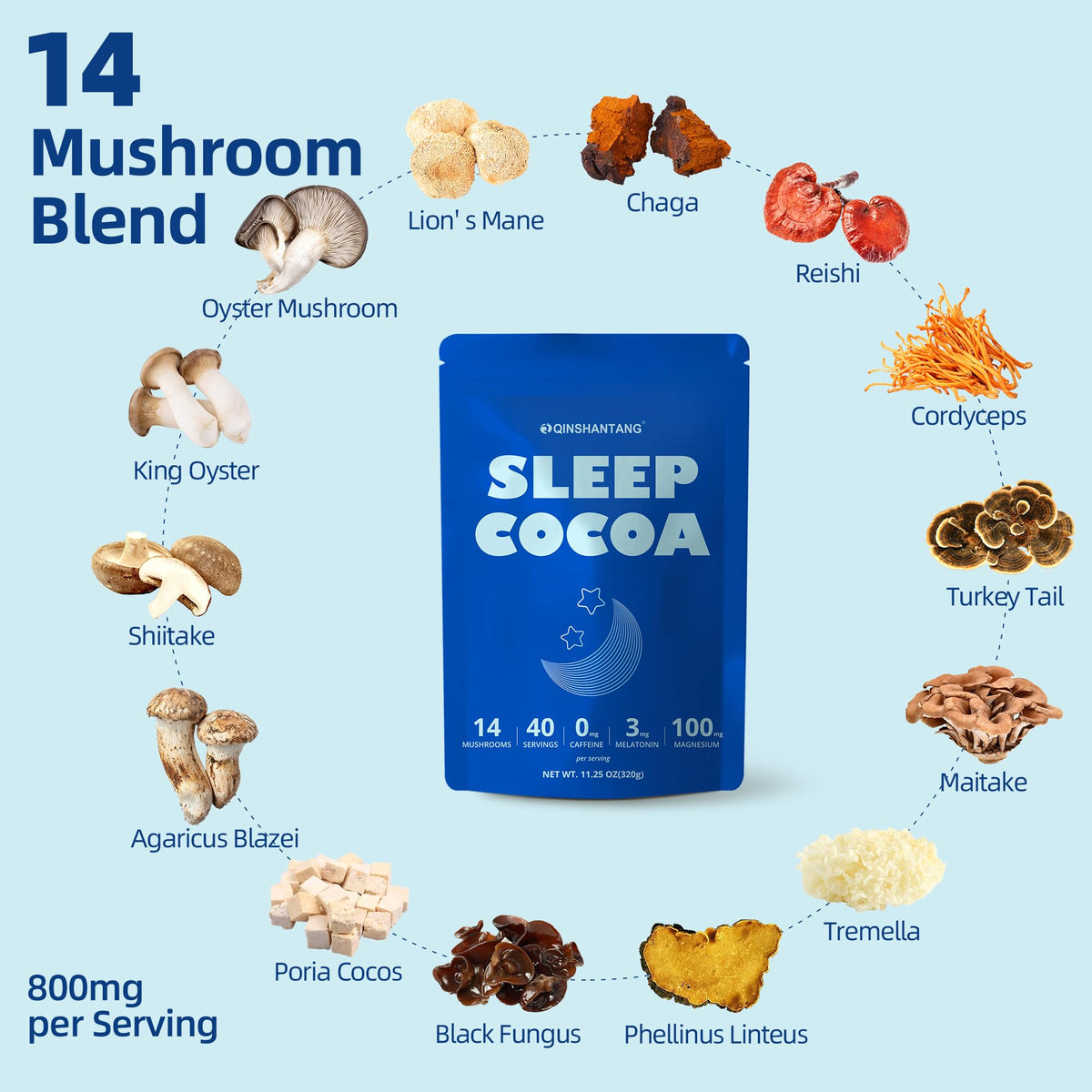 Qin Shan Tang Mushroom Hot Cocoa steam rises from mug for a cozy night