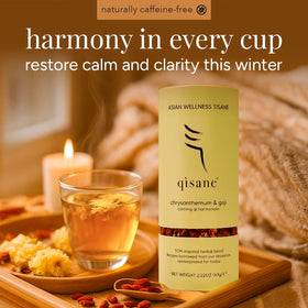 QISANE caffeine-free herbal tea delivers relaxation without caffeine.