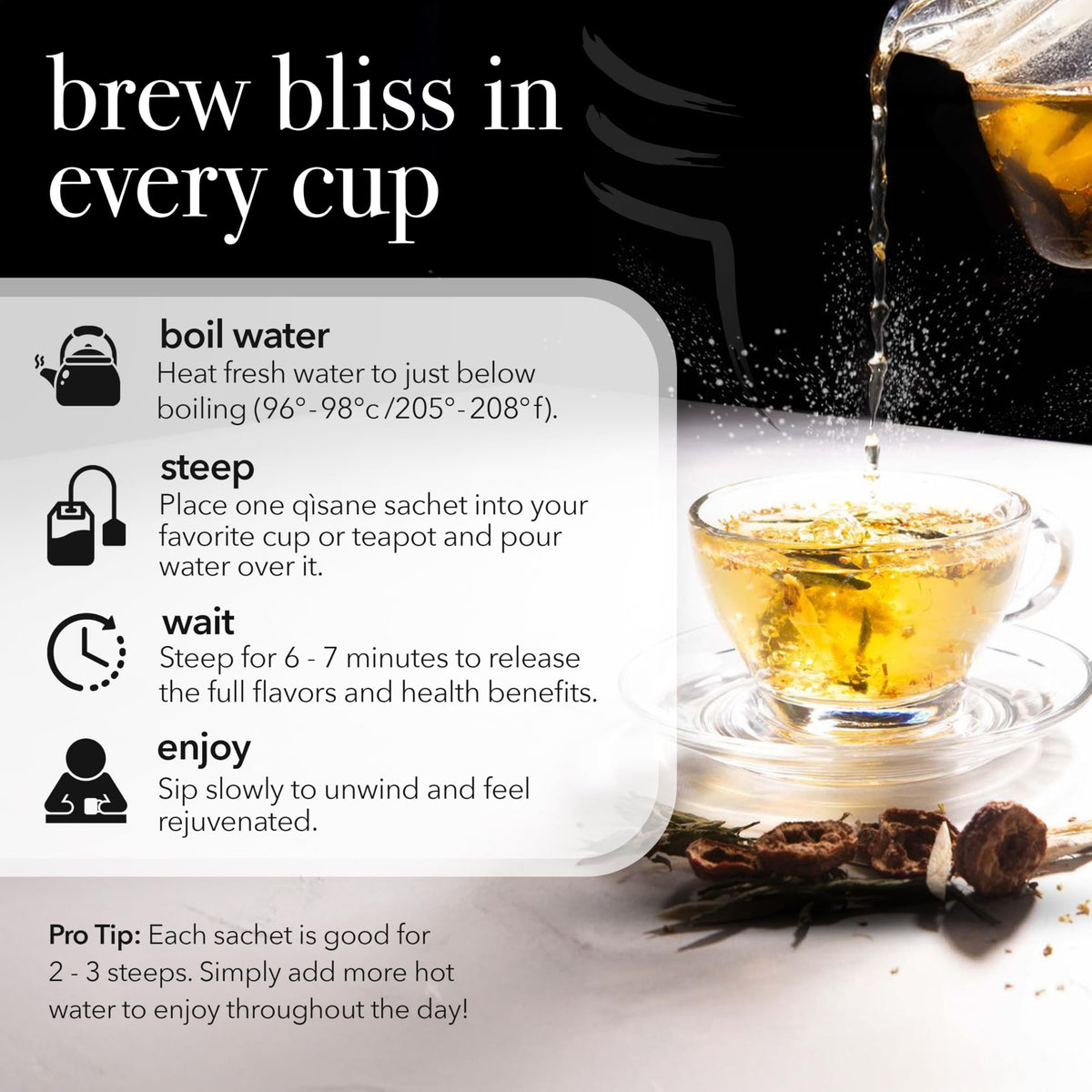 QISANE dried jujube dates enrich the blend with warm, fruity notes.