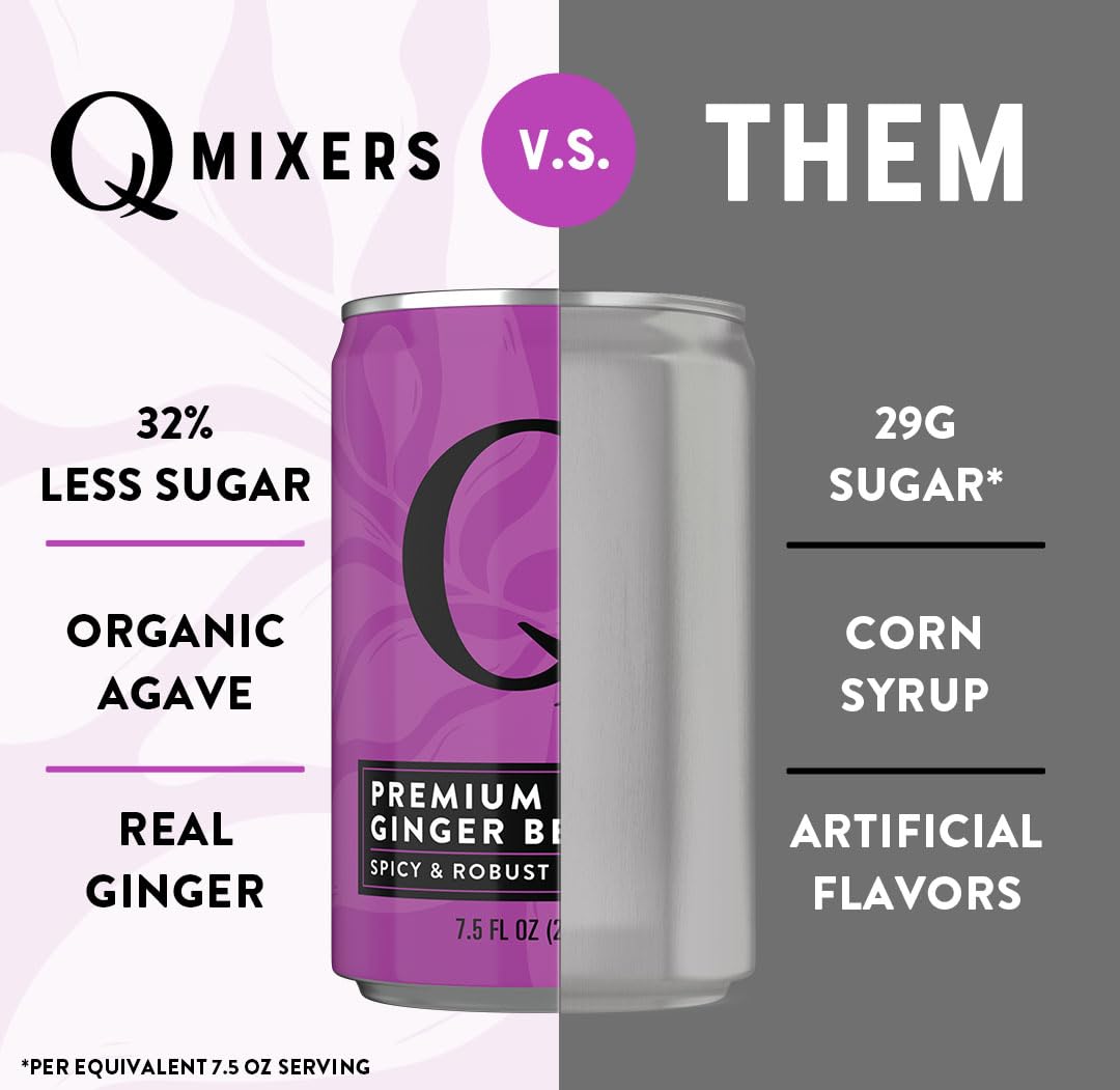 Q MIXERS Ginger Beer bubbles highlight crisp carbonation and freshness.