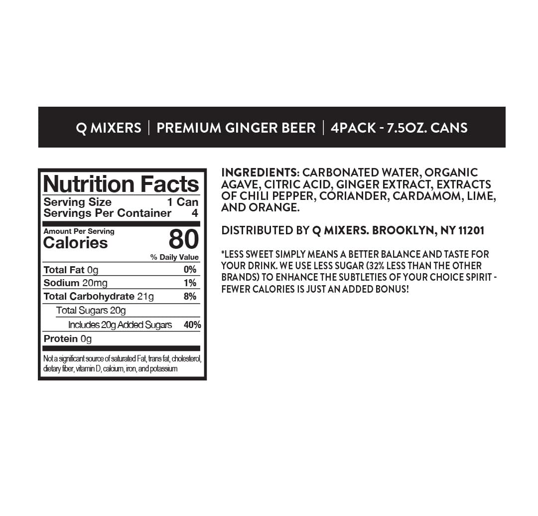 Q MIXERS Ginger Beer offers reduced sugar and high fizz for lively drinks.
