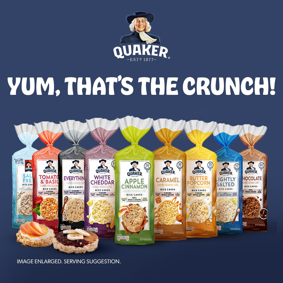 Quaker Apple Cinnamon Rice Cakes topped with peanut butter and berries, inspiring snack ideas.