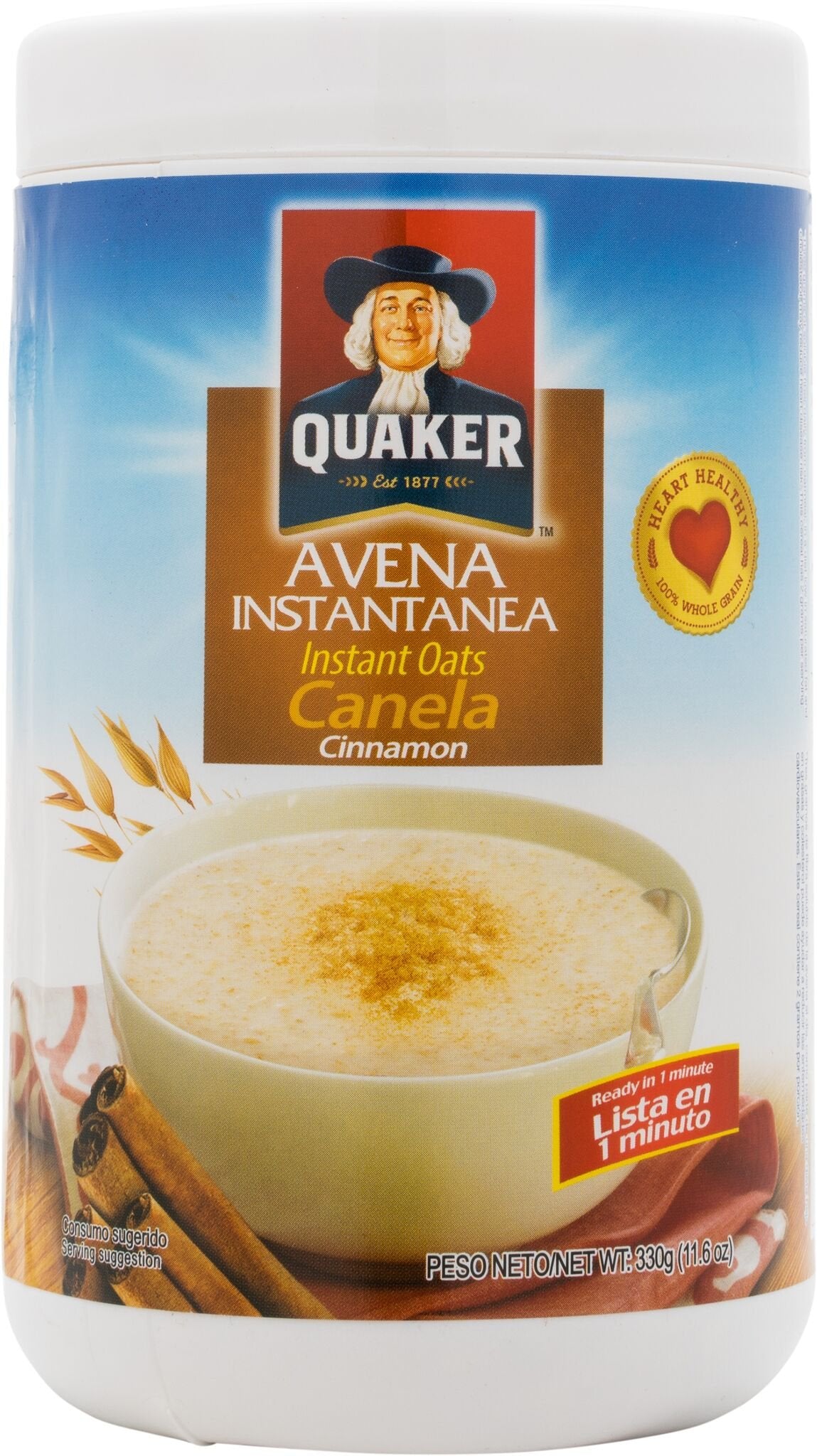 Quaker Avena Cinnamon instant oats provide a ready to serve breakfast option