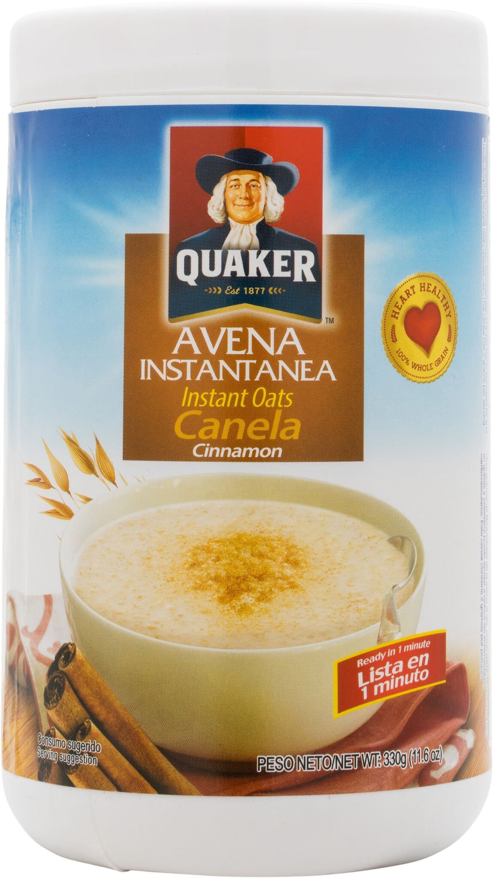 Quaker Avena Cinnamon instant oats provide a ready to serve breakfast option