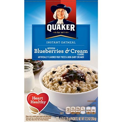 Quaker Blueberries and Cream Instant Oatmeal pack—quick, comforting breakfast solution for busy mornings.