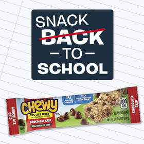Quaker Chewy 25% Less Sugar real chocolate pieces in bars