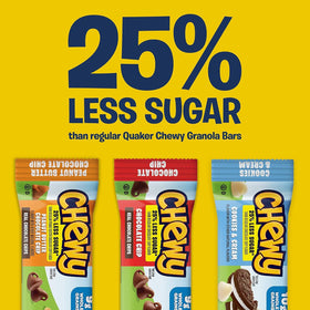 Quaker Chewy 25% Less Sugar whole-grain content per bar