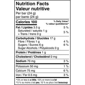 Quaker Chewy Chocolate Chip Granola Bar nutrition facts panel highlighting 10g whole grains