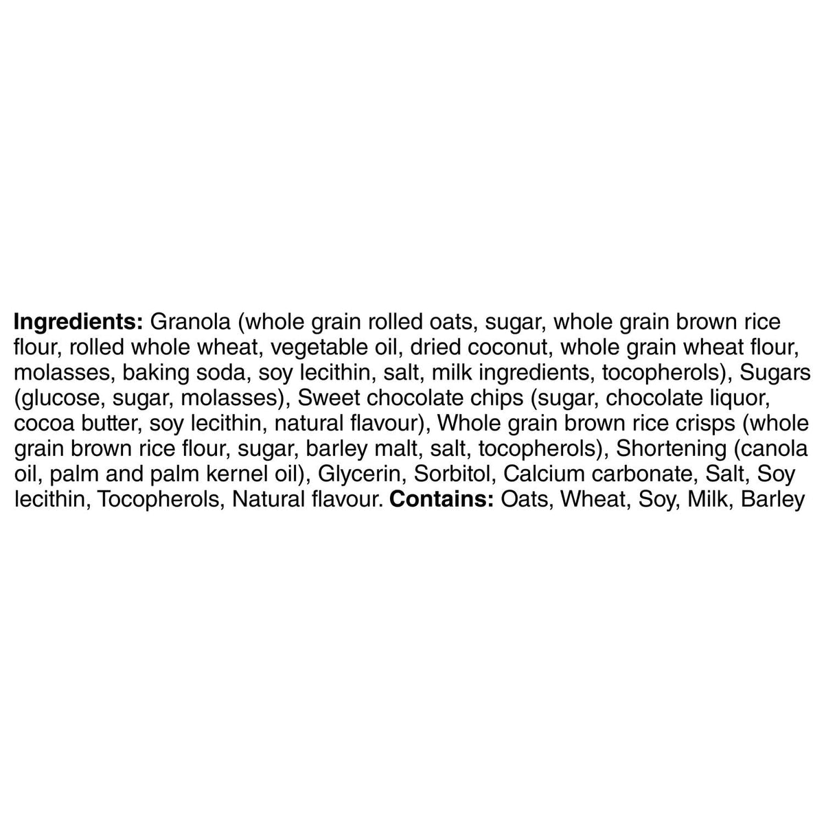 Quaker Chewy Chocolate Chip Granola Bar peanut-free facility note