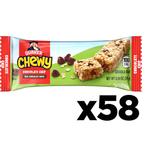 Quaker Chewy Granola Bar chocolate chip 100-calorie snack ideal for quick energy.