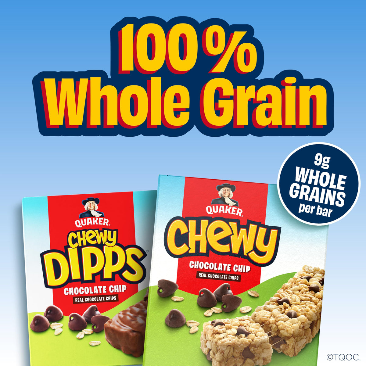 Quaker Chewy Granola Bars new look packaging helps quick identification on shelf