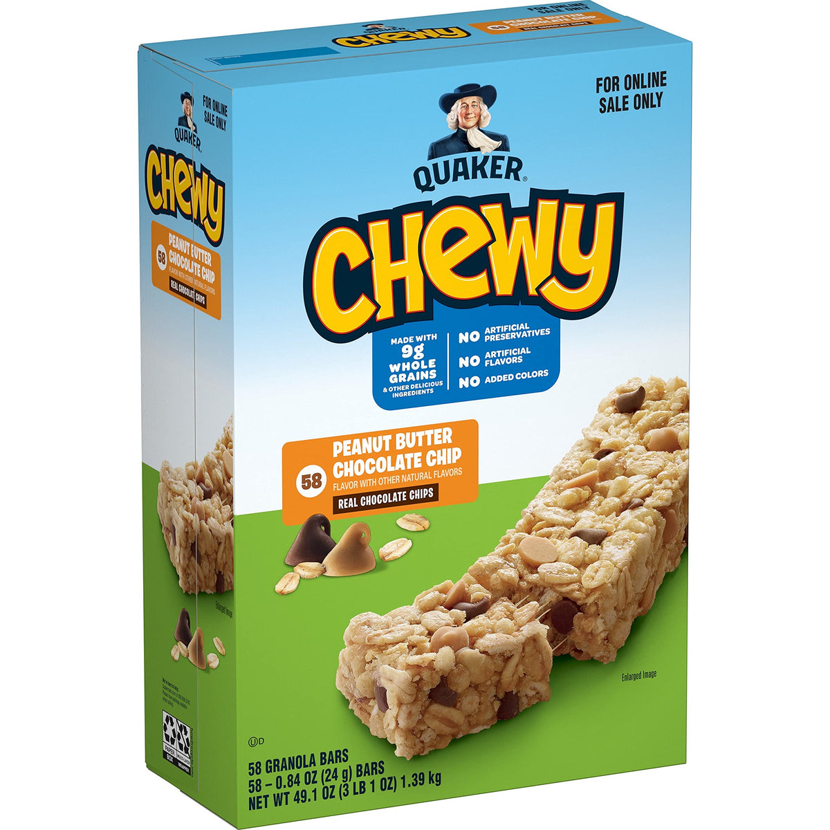 Quaker Chewy Granola Bars Peanut Butter Chocolate Chip box for on-the-go snacking