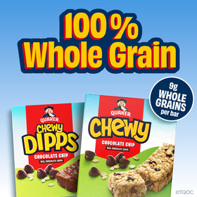 Quaker Chewy Granola Bars peanut butter chocolate chip close-up showing flavor variety.