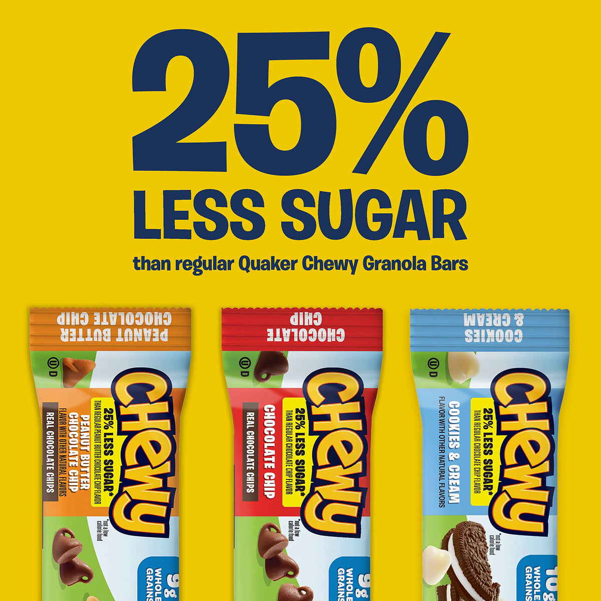 Nutrition highlight: 25% less sugar than classic Quaker Chewy bars