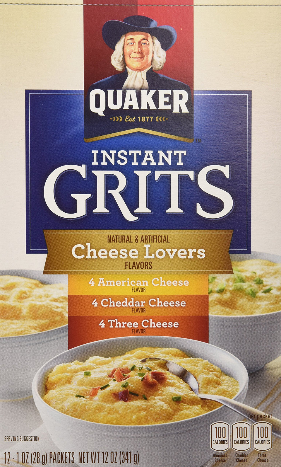 Quaker Instant Grits Cheese Lovers box ready to heat for a quick, comforting breakfast
