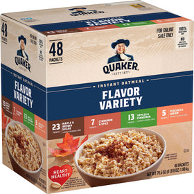 Quaker Instant Oatmeal apples and cinnamon packet for a quick, fiber-rich breakfast.