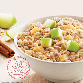 Quaker Instant Oatmeal Apples and Cinnamon packaging shown for convenient meals.