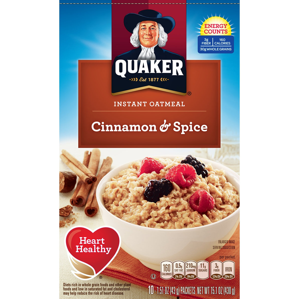 Quaker Instant Oatmeal Cinnamon & Spice cup ready to enjoy in minutes.
