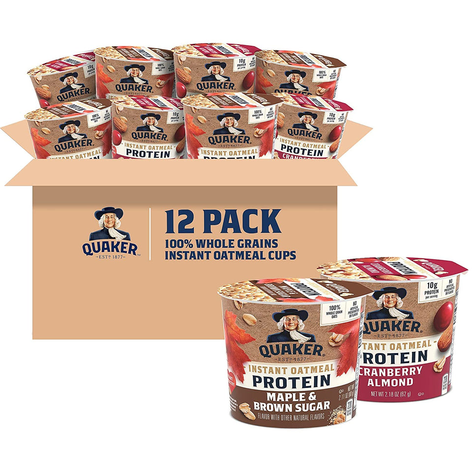 Quaker Instant Oatmeal Express Cranberry Almond cup ready to enjoy for breakfast