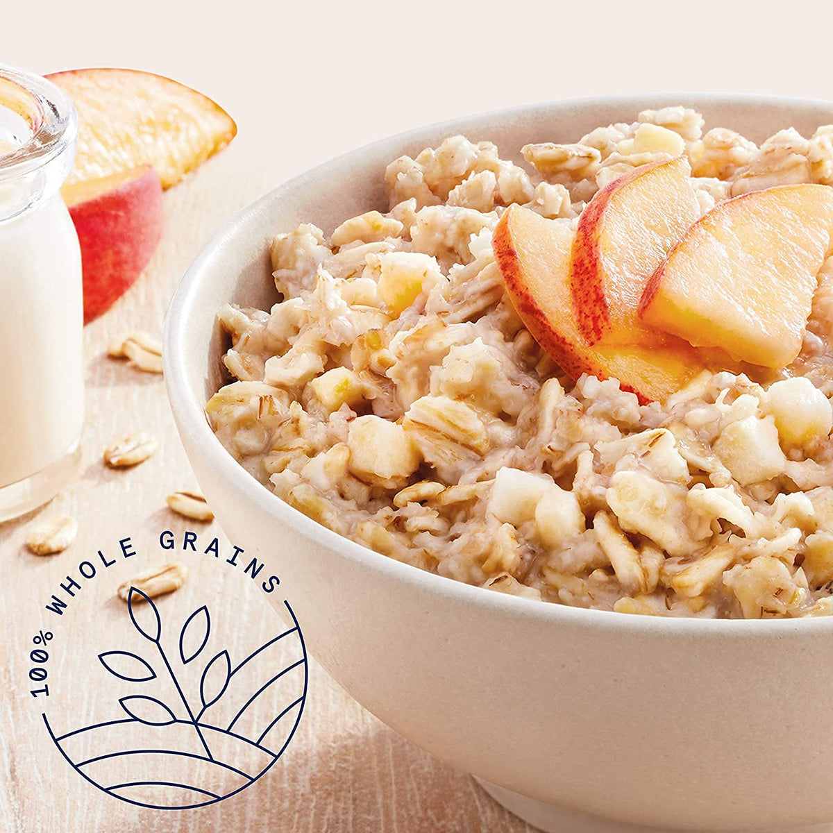 Quaker Instant Oatmeal Peaches and Cream packets ideal for dorm mornings.