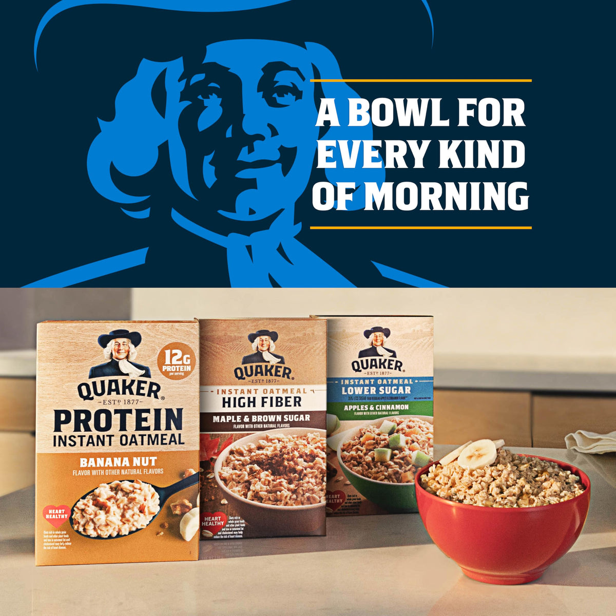 Quaker Instant Oatmeal Peaches and Cream packets highlight no artificial flavors.