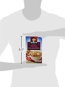 Quaker packaging close-up signals quality and convenience.