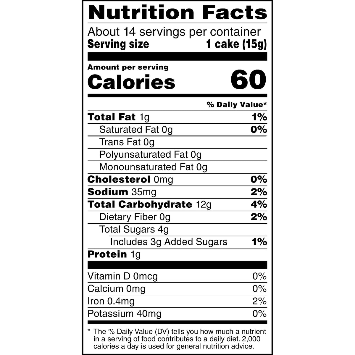 Quaker Large Rice Cakes Chocolate packaging showing calories per cake