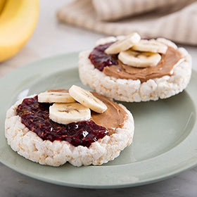 Quaker Large Rice Cakes gluten-free brown rice close-up highlighting crisp texture.