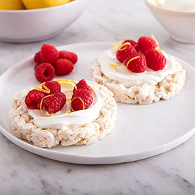 Quaker Large Rice Cakes gluten-free nutrition label view with clear ingredients.