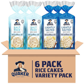 Quaker Large Rice Cakes gluten-free plain front view, ideal for topping.